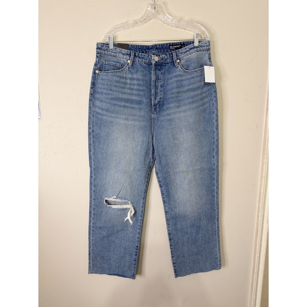 BlankNYC The Baxter Ribcage Straight Leg Jeans Blue Distressed 32 Button Fly